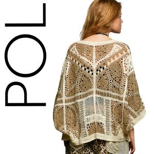 304:  POL NEW CROCHET CARDIGAN MOCHA MULTI (248)